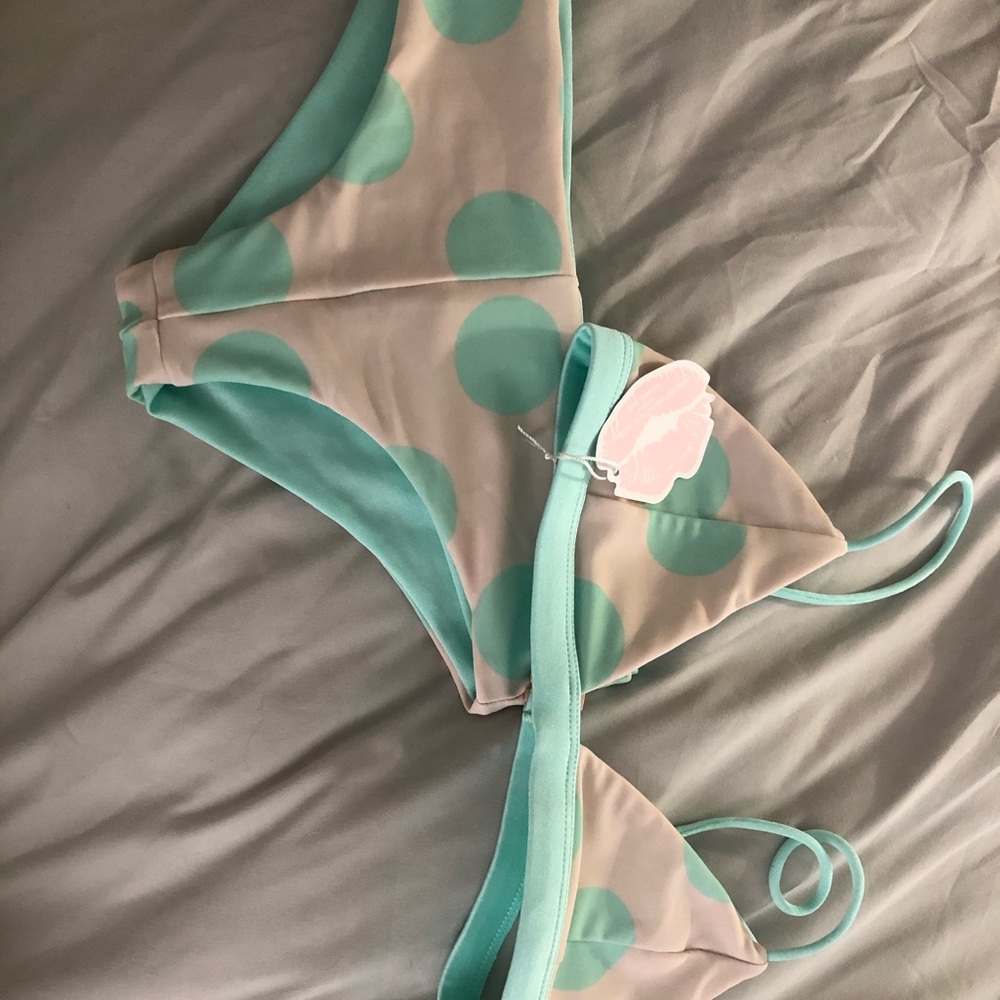 NEW lolli swim polka dot salty kiss bow set size small